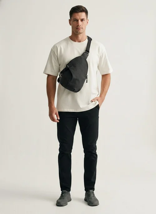 Sac bandoulière en toile pour homme - Sac de poitrine