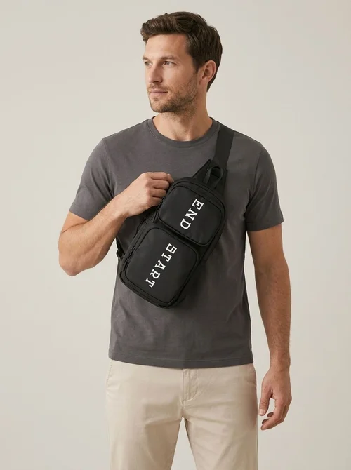 Sac bandoulière noir pour homme - Sac de poitrine