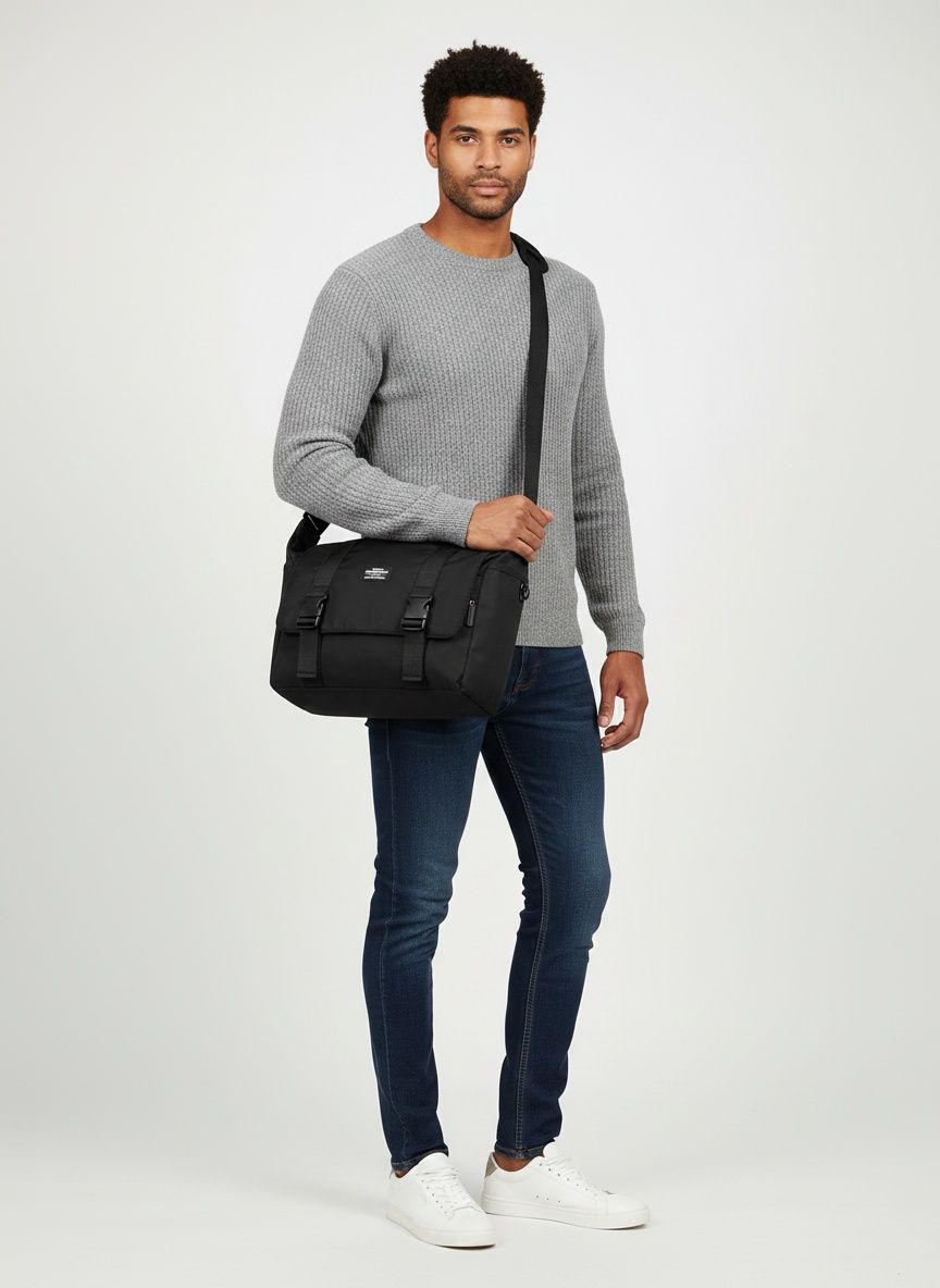 Men's Casual Black Messenger Crossbody Shoulder