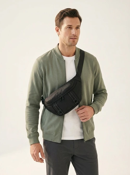 Men's Black Crossbody Sling Bag - Durable & Stylish