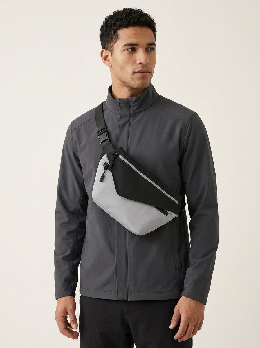 Sleek Two-Tone Fanny Pack - Modern Sling Chest Bag