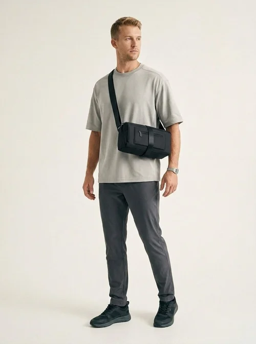 Sac de sport bandoulière noir pour homme - Idéal pour la salle de sport et les voyages