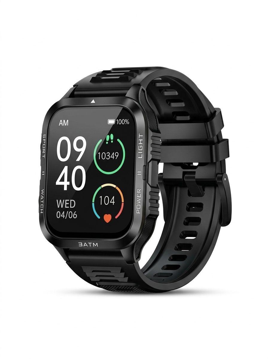 KT89 Rugged Smart Watch with Flashlight, 880mAh Battery & Sports Modes