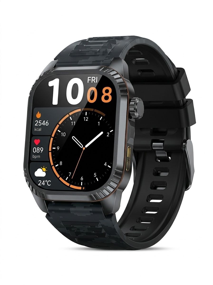 DS8 Rugged Smart Watch with 1.95" HD Square Screen & Wireless Calling