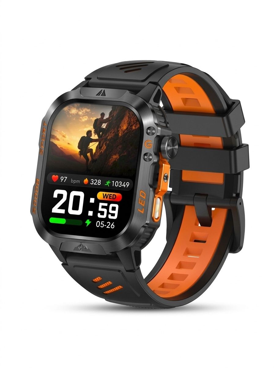 HT46 Rugged Smart Watch with 2.01" HD Screen, IP68 & 1200mAh Battery