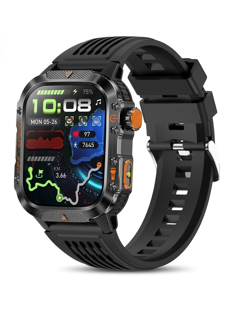 Rugged Outdoor Smart Watch with Square Display, GPS & Multi-Sport Modes