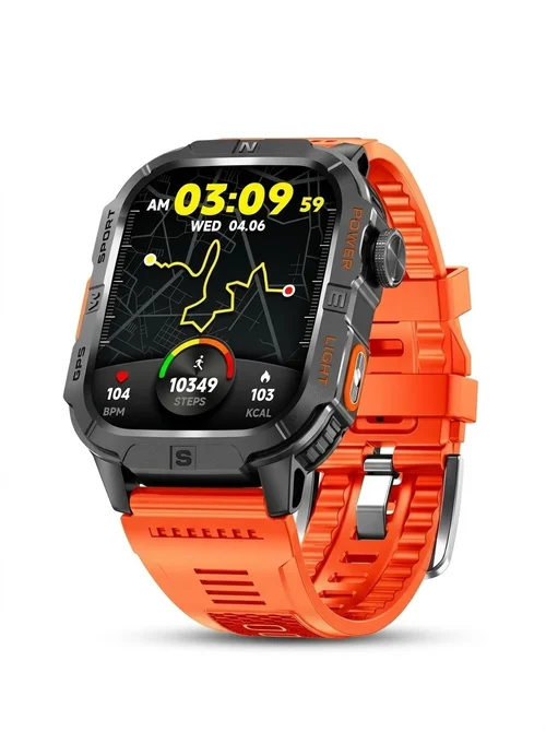 Rugged GPS Smart Watch with Square HD Display & Health Tracker