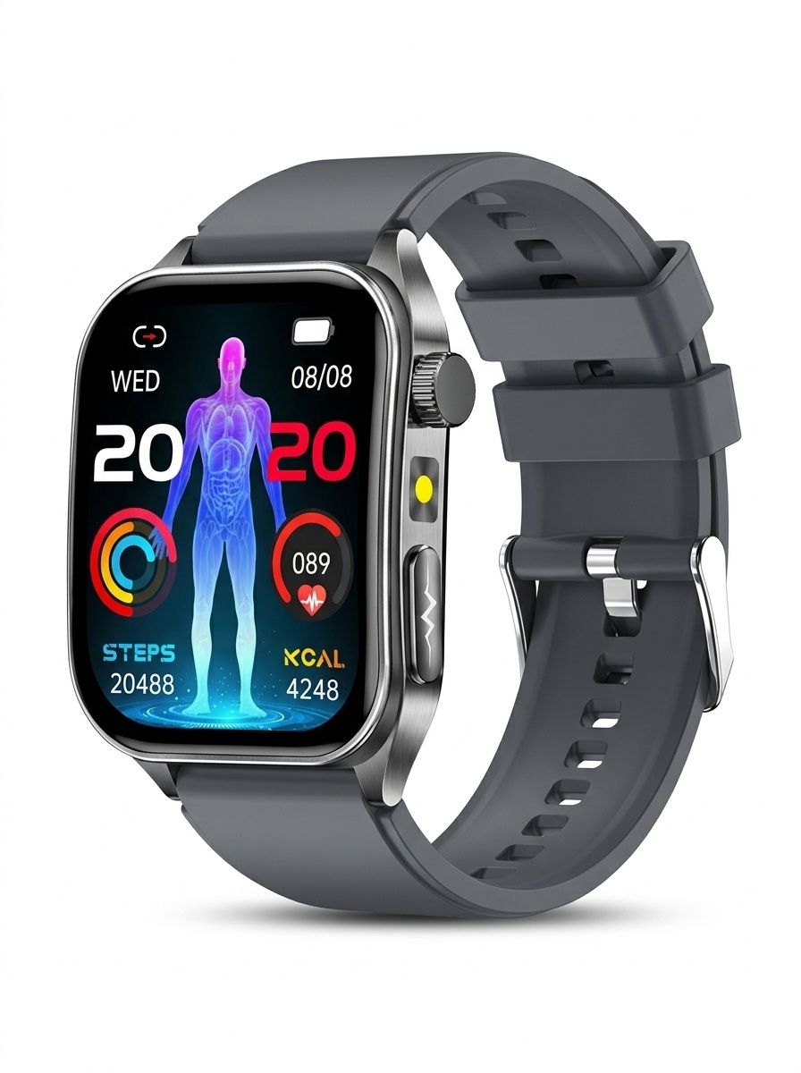 Smart Health Watch with Square AMOLED Display, ECG & Laser Therapy