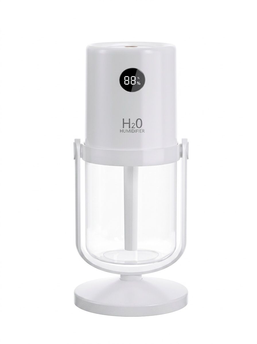 Humidificador inalámbrico esterilizador UV, difusor de nano-niebla portátil de 320 ml con batería de 1200 mAh, rotación de 360°, funcionamiento silencioso para el hogar y la oficina.