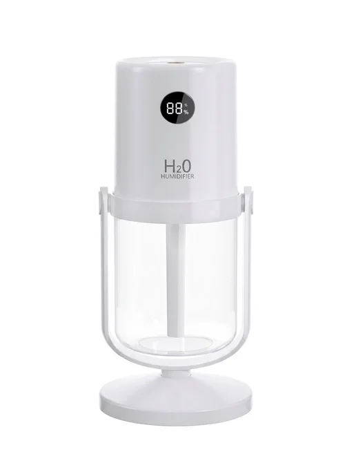Humidificador inalámbrico esterilizador UV, difusor de nano-niebla portátil de 320 ml con batería de 1200 mAh, rotación de 360°, funcionamiento silencioso para el hogar y la oficina.