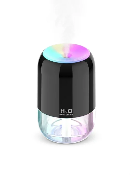 Humidificador USB mini portátil, difusor de niebla fina silencioso de 200 ml con luz nocturna RGB, 2 modos de niebla y apagado automático, 8 horas de hidratación para el hogar y los viajes.