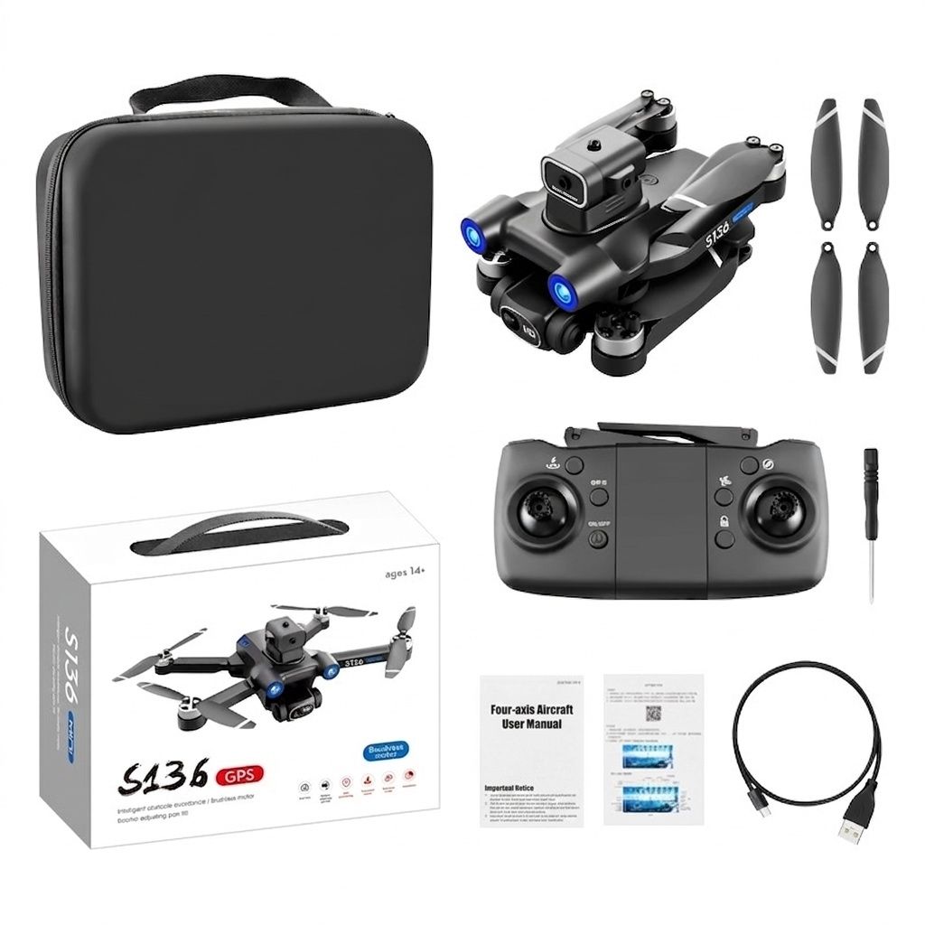 S136 GPS Drone with HD Dual Camera, Brushless Motor, 360° Infrared Obstacle Avoidance, Smart Return-to-Home