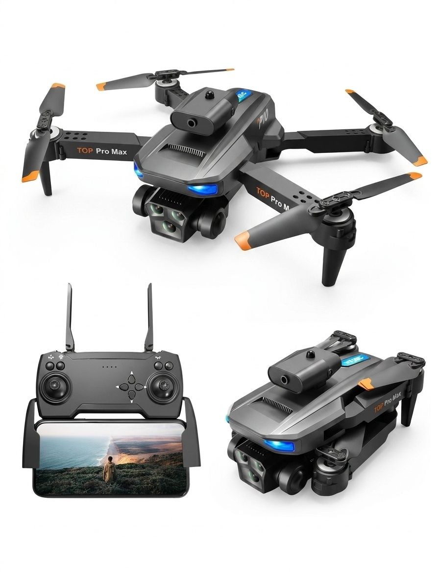 P10 MAX PRO 8K Drone with Triple Camera System, Optical Flow Positioning, Smart Obstacle Avoidance, Foldable Quadcopter