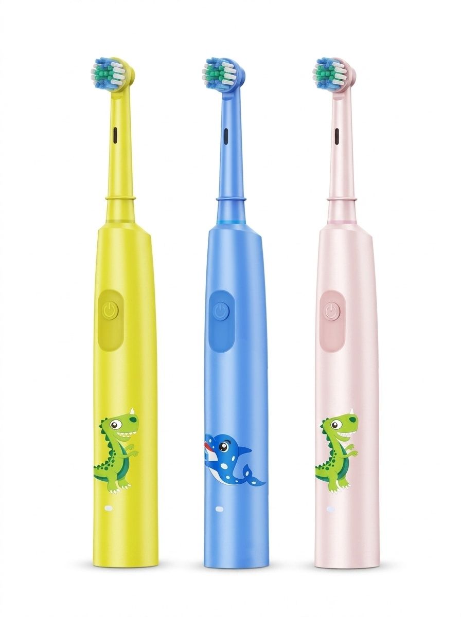 Kids Sonic Electric Toothbrush, Animal Design, 8 Replacement Heads, Travel Case