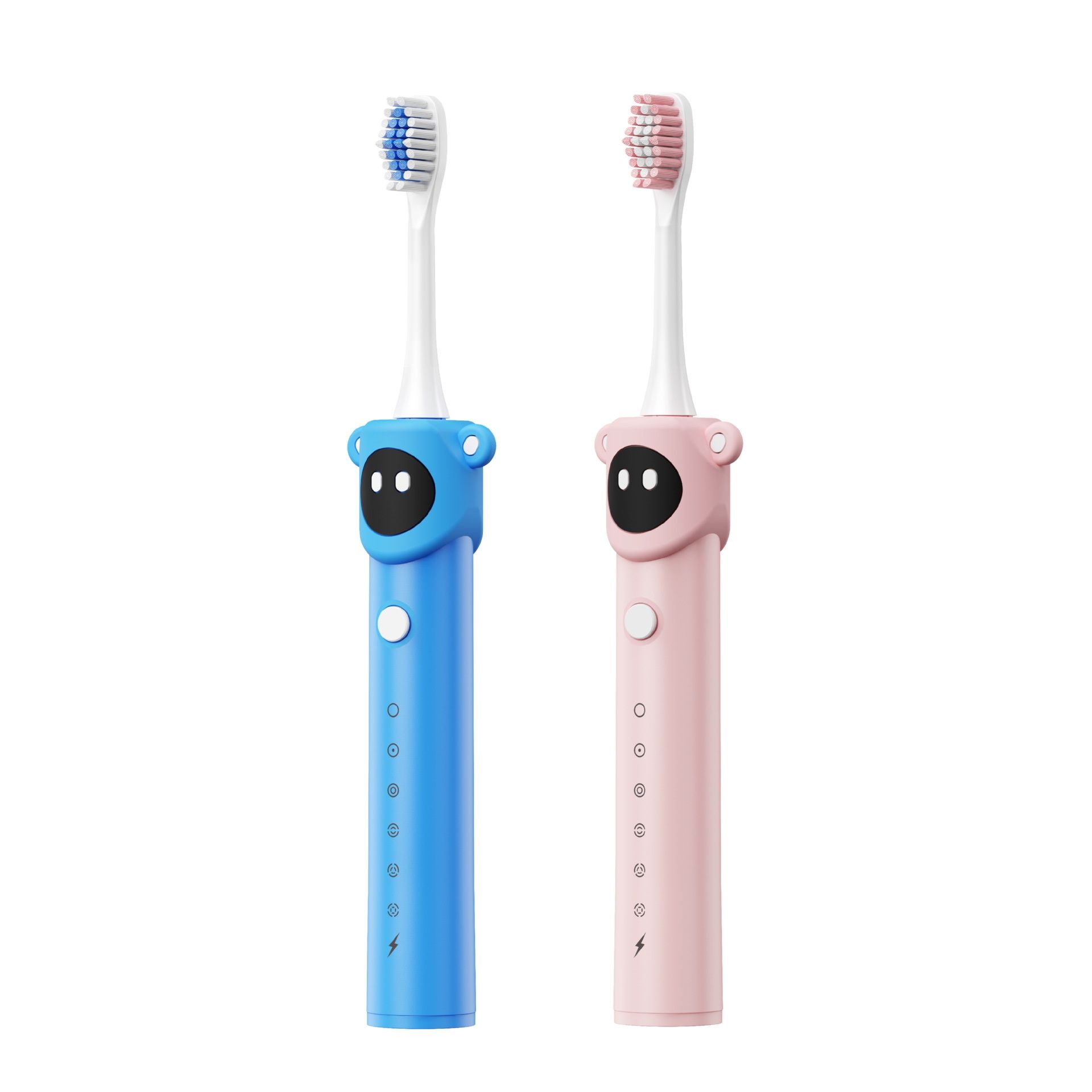 Spazzolino elettrico ergonomico per bambini con timer intelligente, setole morbide e 8 testine.