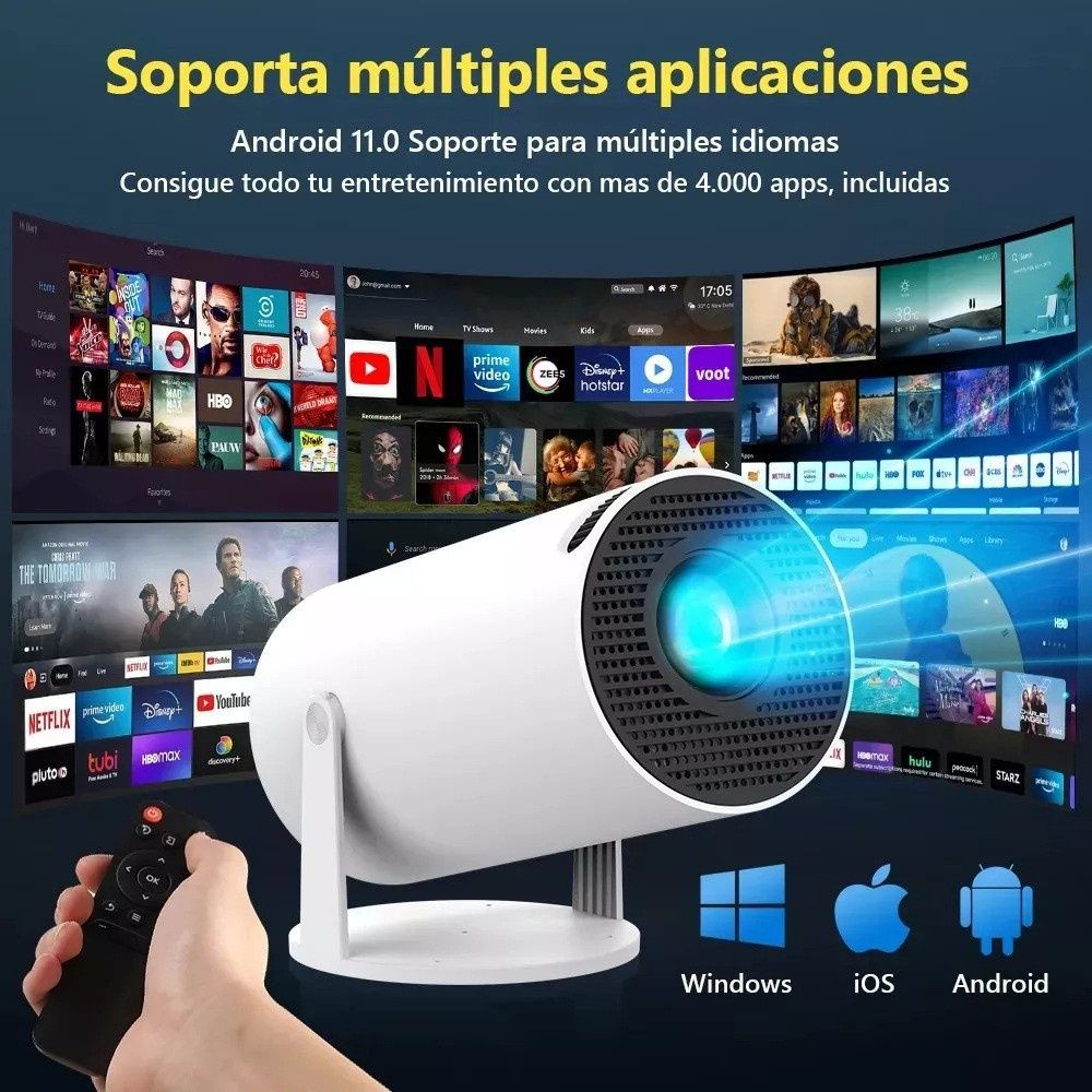 Projecteur portable intelligent 4K Android 11.0, compatible 720p et 1280 x 720p, écran de 130 pouces, modèle HY300 Pro
