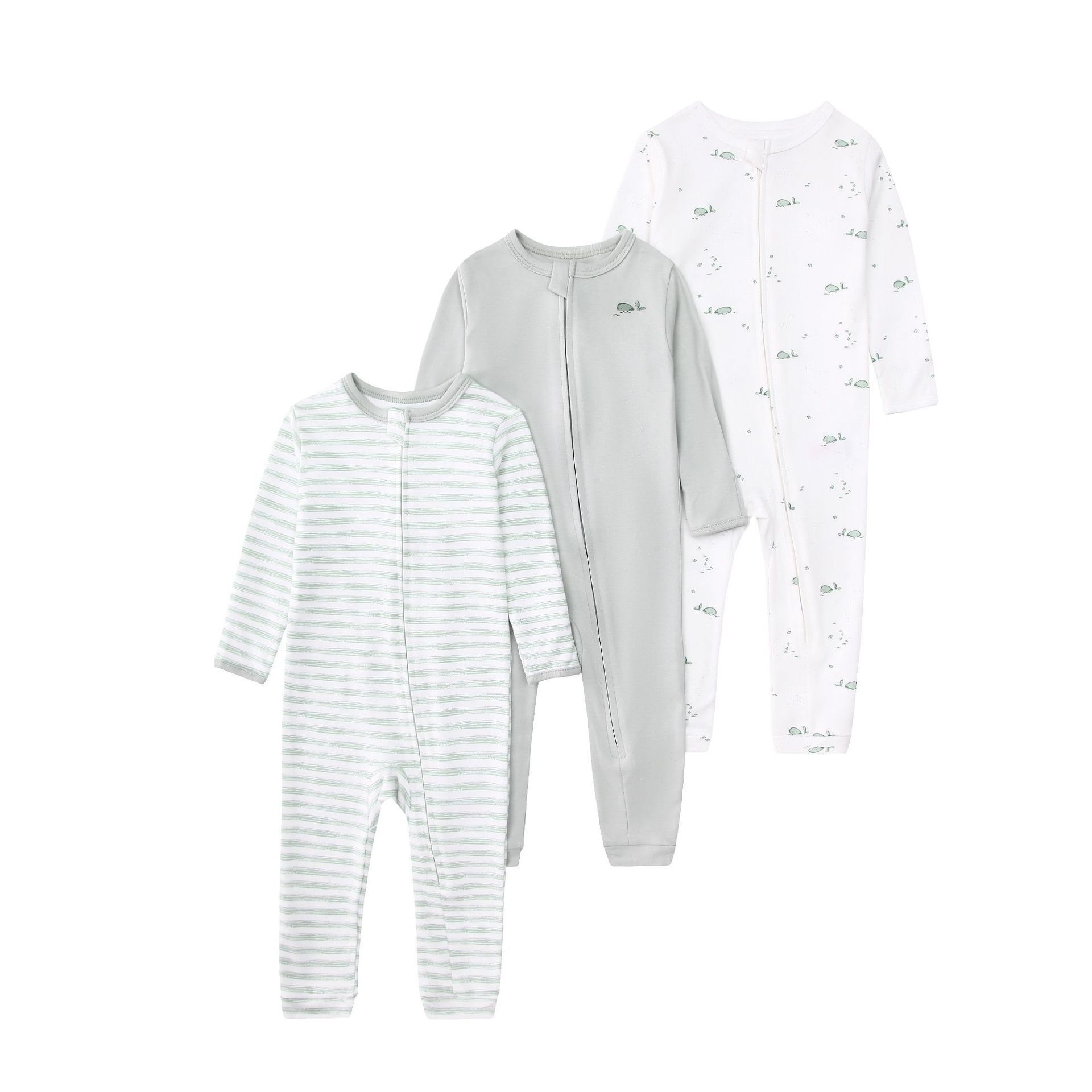 Baby unisex 3-pack slaappakjes met ritssluiting - Zachte katoenen rompertjes