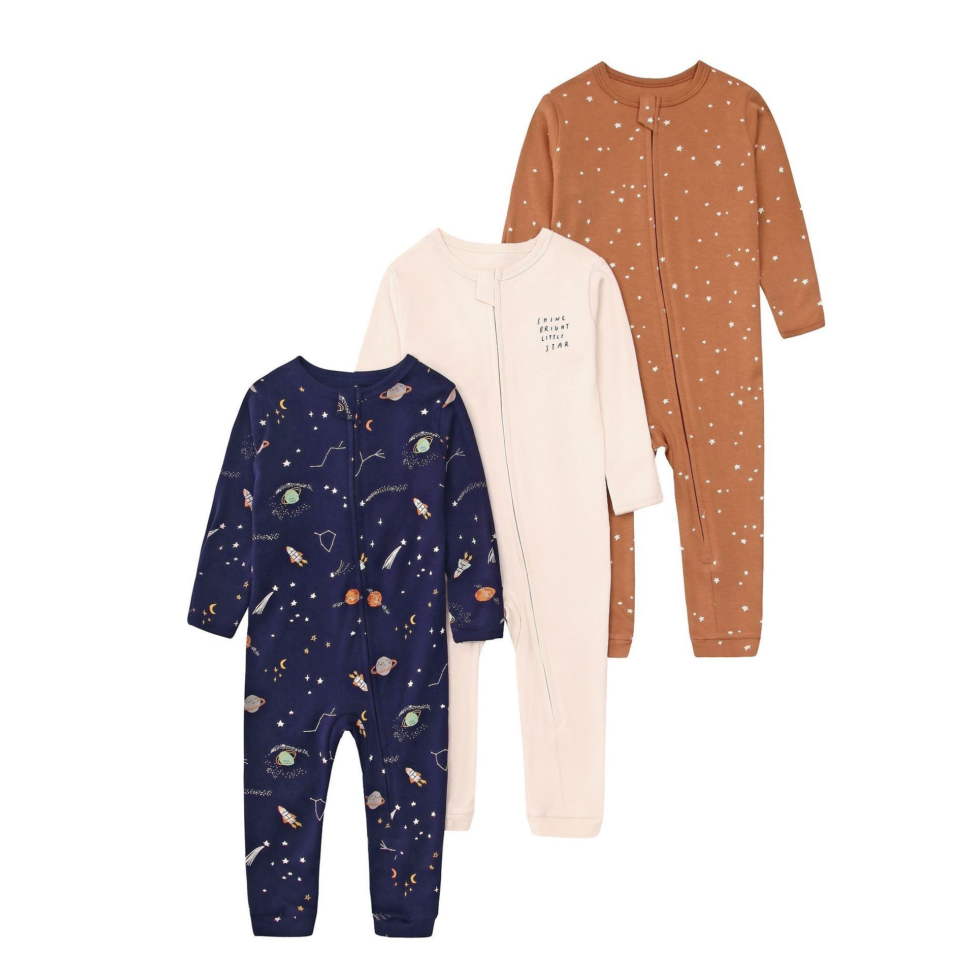 Baby Unisex 3-pack slaapzakjes met rits - Zachte katoenen rompertjes 2