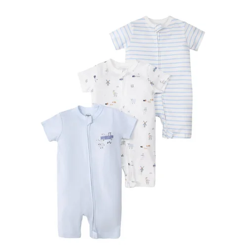 Baby 3-pack rompertjes met korte mouwen en ritssluiting - Zachte katoenen slaapzakjes