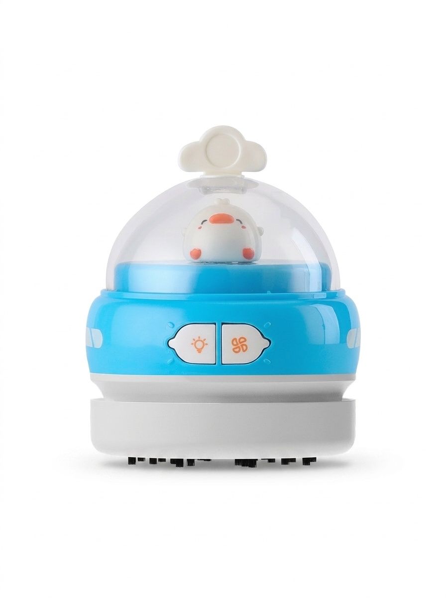 Niedlicher Mini-Tischstaubsauger mit LED-Licht, USB-wiederaufladbarer, tragbarer Staubwischer, 360°-Aufwärtsluftstrom, Nylonbürste, 500-mAh-Akku, 50 Minuten Laufzeit