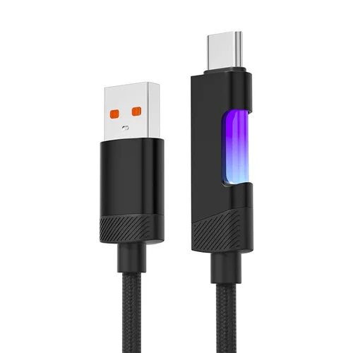 100W USB-C to USB-C Cable, Nylon Braided Fast Charging Type C Data Sync Cord with RGB LED Light for Laptops, Phones