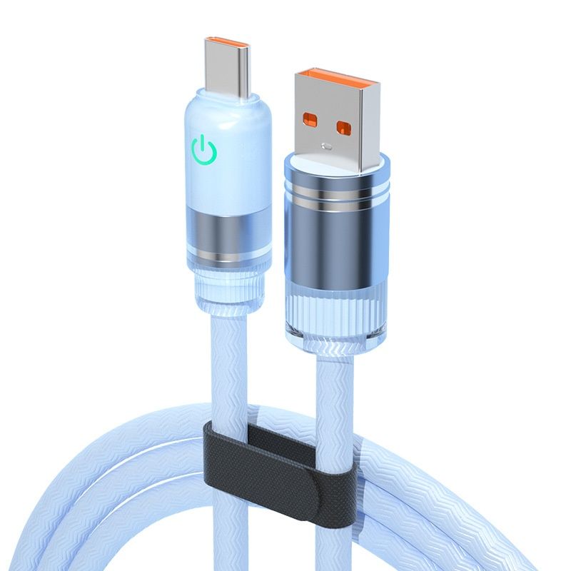 66W USB-A to Type-C Fast Charge Cable with LED Indicator Light for Easy Night Charging