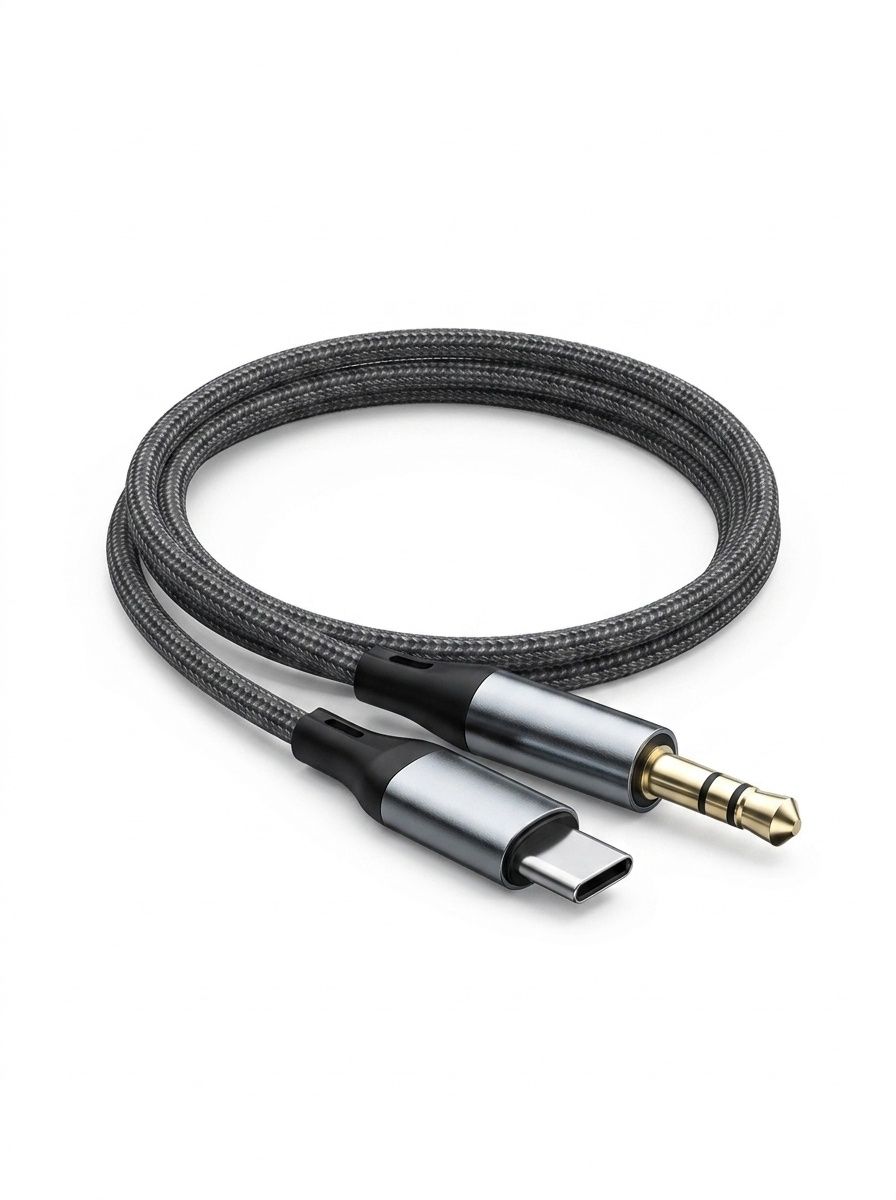Type-C to 3.5mm Audio Cable, Braided Hi-Fi AUX Cord Adapter for Car Stereo, Headphones