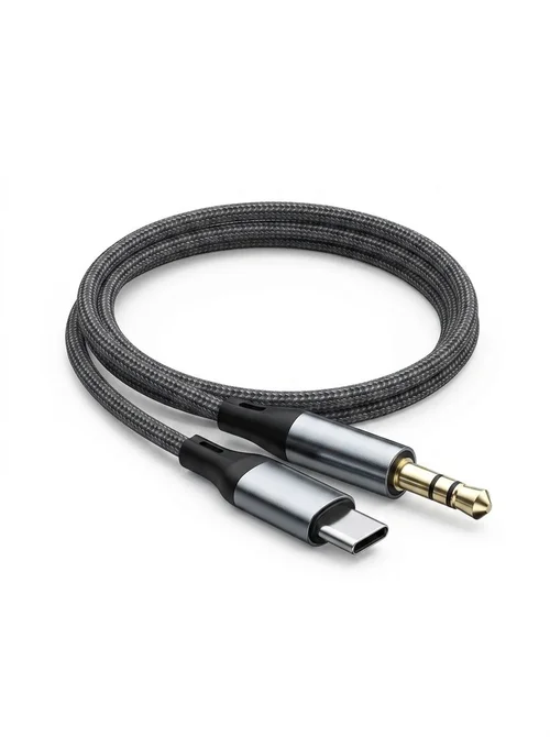 Type-C to 3.5mm Audio Cable, Braided Hi-Fi AUX Cord Adapter for Car Stereo, Headphones