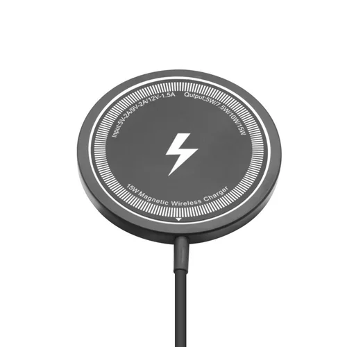 15W Magnetic Wireless Charger Pad for iPhone & Android, Ultra-Slim 5.5mm Fast Charging Station, White/Black