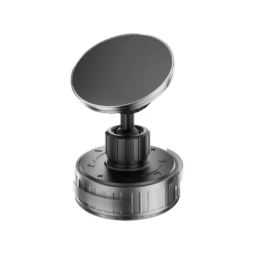 Magnetic Car Phone Holder with Strong Suction Cup Mount, 17 N52 Magnets, 360° Adjustable Dashboard Stand, Black