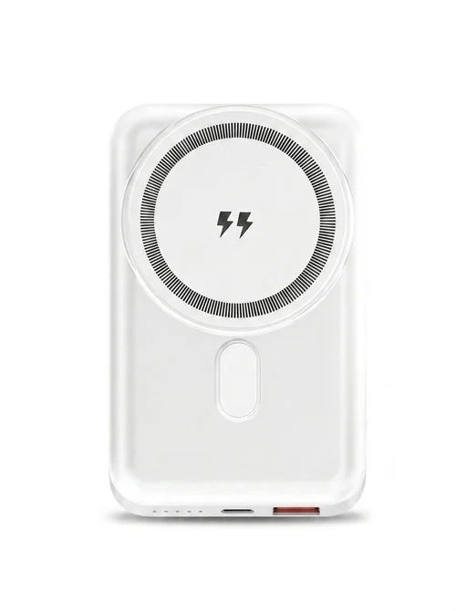 10000mAh Magnetic Wireless Power Bank with Kickstand, 15W Wireless & 22.5W Wired Fast Charging, White/Black