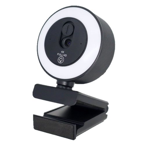 4K Full HD Streaming Webcam with Ring Light, USB Computer Camera for PC Desktop Laptop, Video Calling, Broadcasting