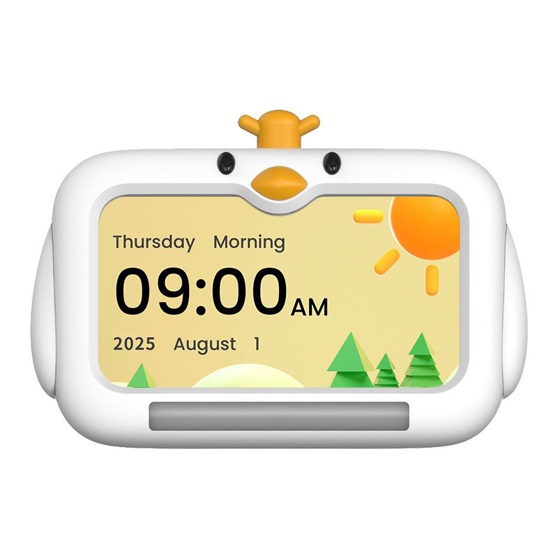 7-Inch Kids Sleep Training Alarm Clock - 3-Color Wake Up Light & Night Light with 9 Sounds, Snooze, Child Lock, IPS Display, White