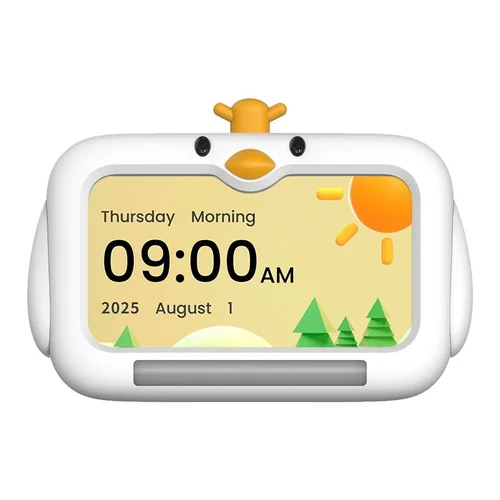 7-Inch Kids Sleep Training Alarm Clock - 3-Color Wake Up Light & Night Light with 9 Sounds, Snooze, Child Lock, IPS Display, White
