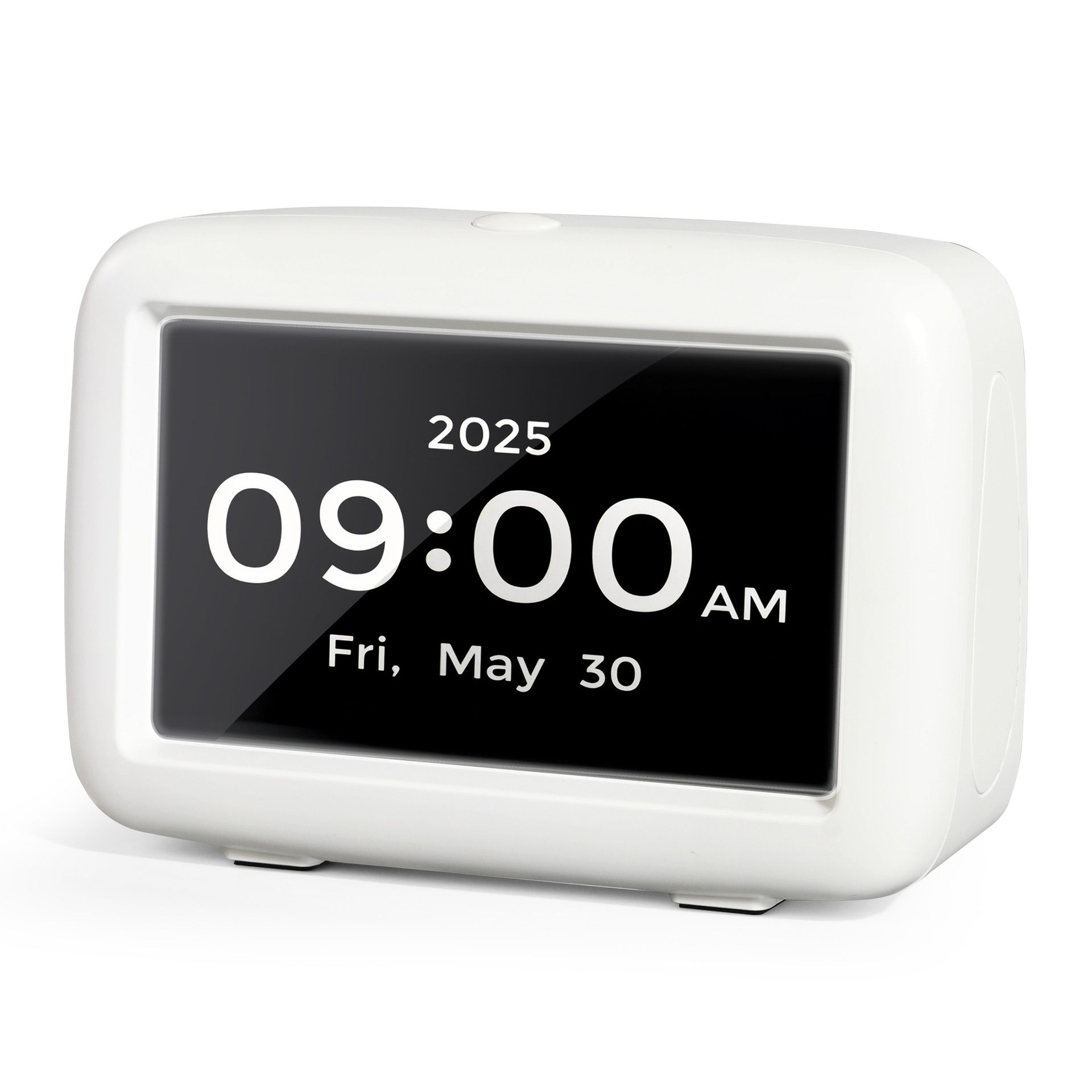4.3-Inch Smart Digital Alarm Clock - LCD Display with Auto-Dimming, Snooze, 25 Customizable Alarms, Type-C Powered, 8 Languages, White