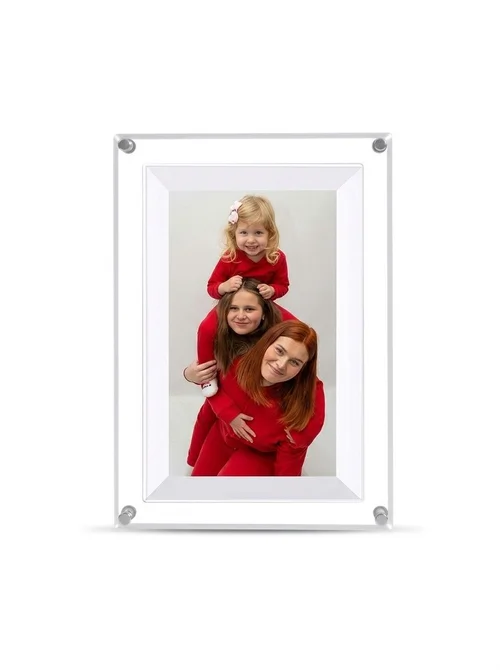 7-Inch WiFi Digital Photo Frame - IPS Smart Picture Frame with 2000mAh Battery, 360° Auto-Rotation, Built-in Speaker, WiFi & USB Transfer, White