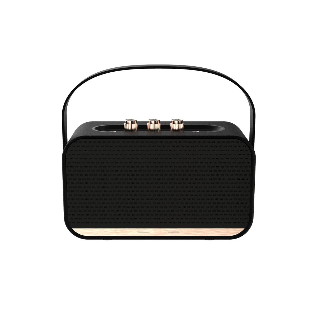 Enceinte Bluetooth portable rétro avec basses profondes, son HiFi vintage, autonomie prolongée, système audio sans fil longue portée et dragonne de transport.