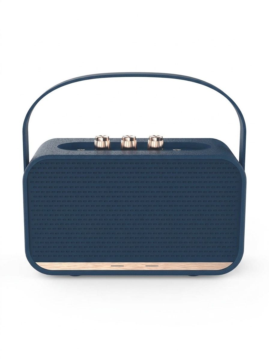 Retro Portable Bluetooth Speaker with Deep Bass, Vintage HiFi Audio, Extended Playtime, Long Range Wireless Sound System with Carry Strap for Travel