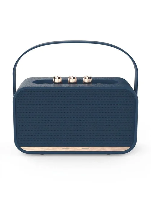Retro Portable Bluetooth Speaker with Deep Bass, Vintage HiFi Audio, Extended Playtime, Long Range Wireless Sound System with Carry Strap for Travel