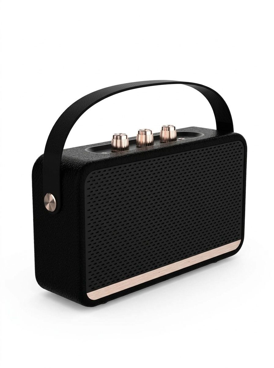 Retro Portable Bluetooth Speaker 20W HiFi Audio, Deep Bass, IPX7 Waterproof, 15H Playtime, 30ft Wireless Range, Vintage Travel Speaker with Strap