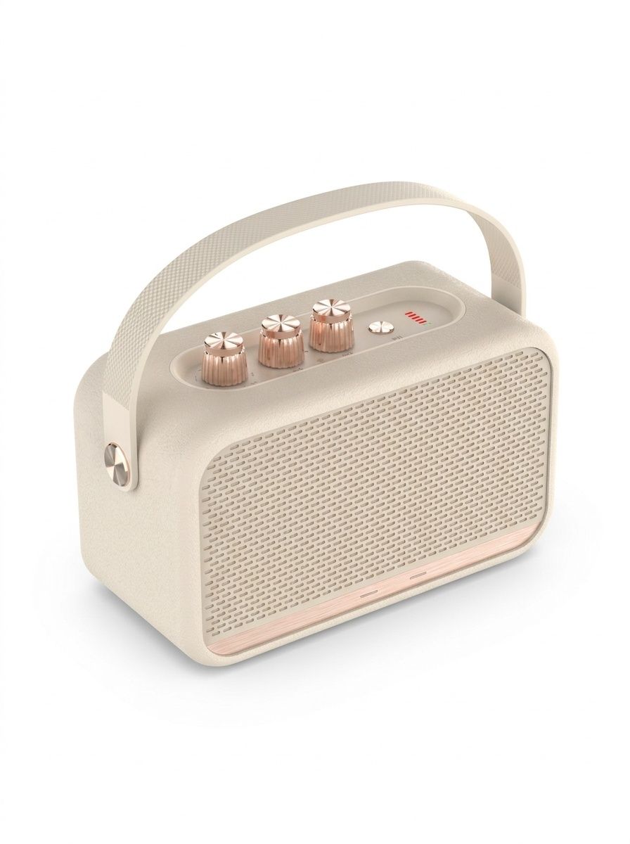 Retro Portable Bluetooth Speaker, Powerful Hi-Res Audio with Deep Bass, Extended Playtime Battery, Vintage Wireless Outdoor Sound with Carry Strap