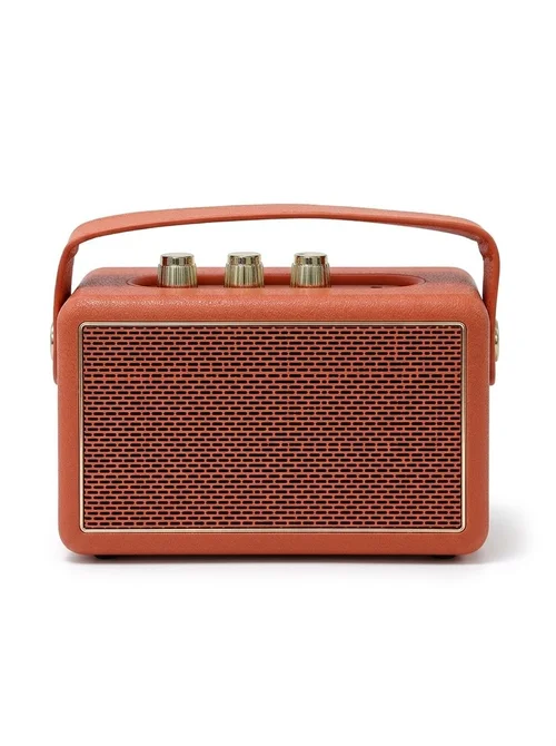 M600 Retro Portable Bluetooth Speaker, 10W Vintage Audio, 10+ Hours Playtime, Splash-Proof Design, Wireless Travel Sound System with Carry Strap