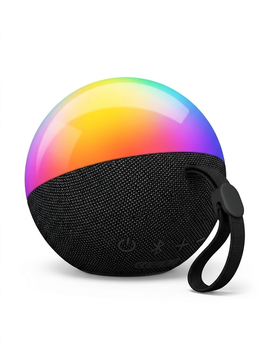 Portable Bluetooth 5.3 Speaker 10W, RGB Ambiance Night Light, TWS Stereo Sound, 5H Playtime, 10m Range, Compact Wireless Outdoor Speaker with Strap