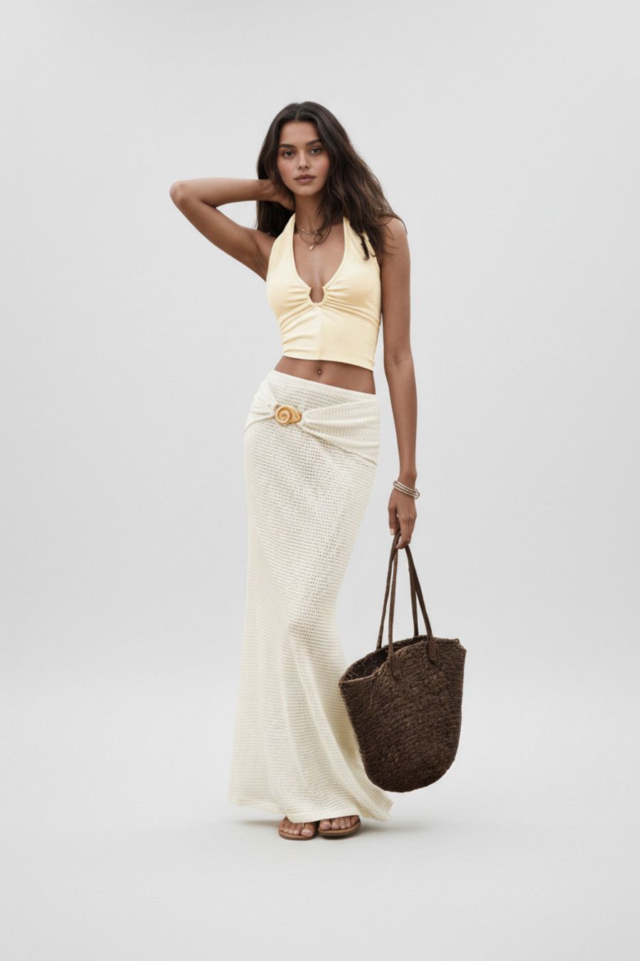 Pantalones de fiesta de poliéster mezclado color albaricoque (fibra de poliéster) L SZE-00017