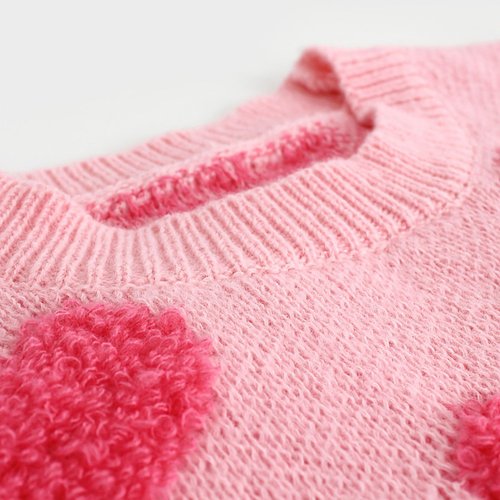 Damen-Pullover mit Herzmotiv, langärmelig, Rundhalsausschnitt, SSU-00097