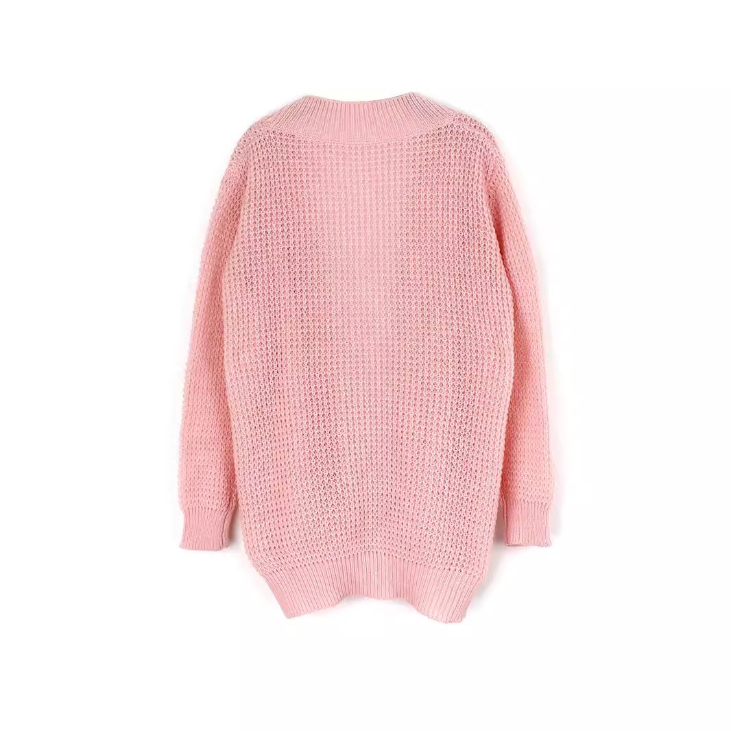 Womens Knit Waffle Cardigan Sweater Long Sleeve Open Front