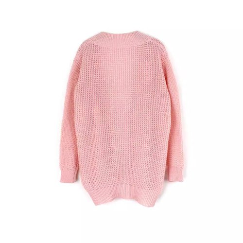 Cardigan da donna in maglia a nido d'ape, maniche lunghe, aperto sul davanti