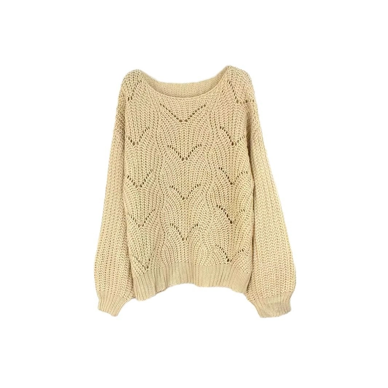 Solid Color Knit Sweater - Women's Long Sleeve Pullover Top SSU-00013