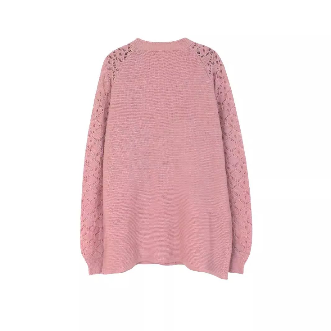 Women's Knit Cardigan Sweater Open Front Long Sleeve Hollow Out SSU-00098