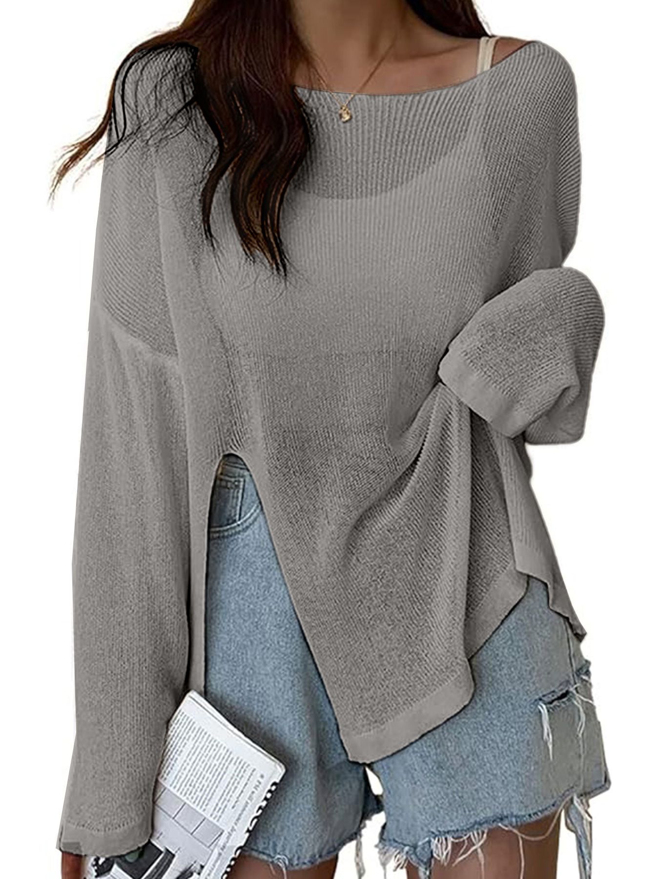 Women's Lightweight Sweater Off Shoulder Long Sleeve Top Spring Summer SSU-00110